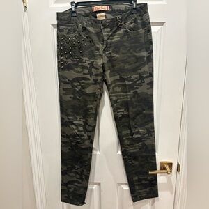 Elite Jeans camouflage pants with stud embellishments